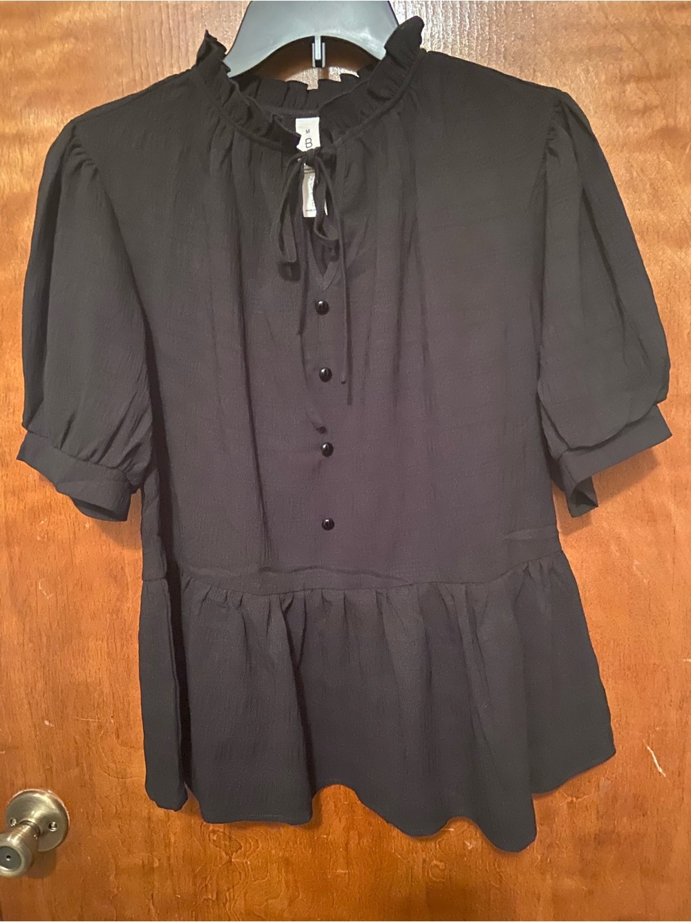 Black Short Sleeve Peplum Top